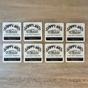 Sloppy Joe's Key West Square Drink Coasters 3.5"x3.5" 8 Piece Set Coasters New